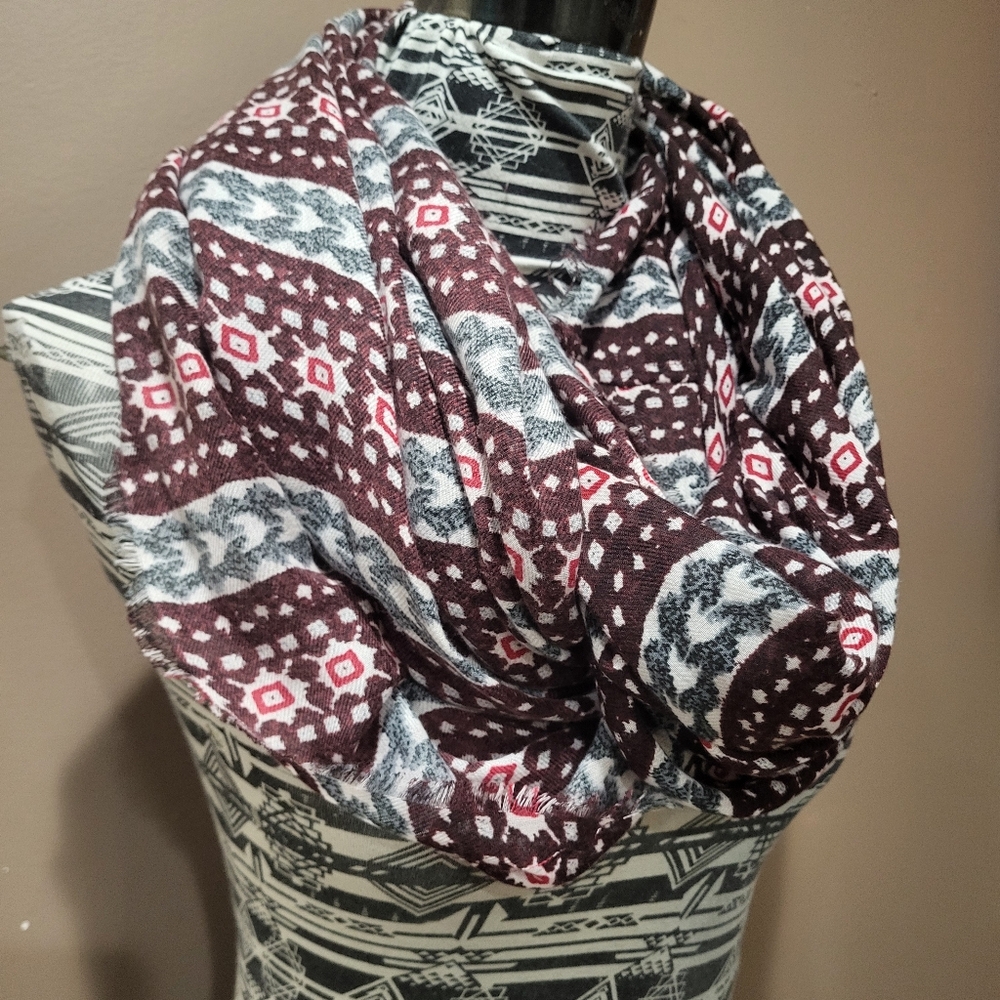 Maurices Wide Infinity Scarf Red and Black